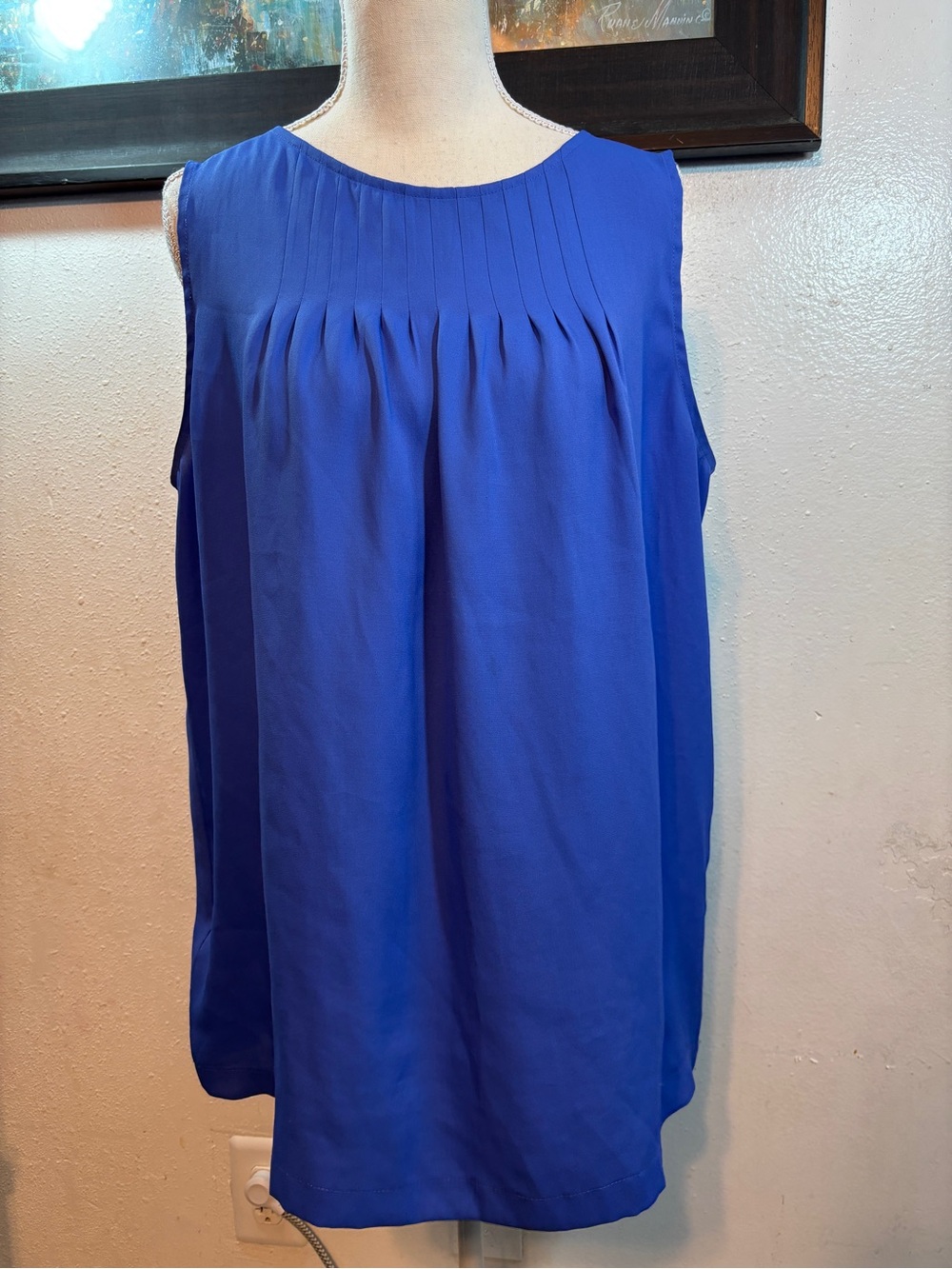 LOFT Royal Blue Pleated Sleeveless Blouse